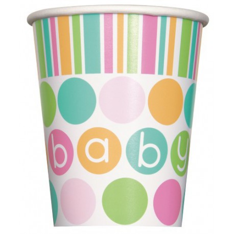 Baby Shower Pastel Paper Cups 8 Pack