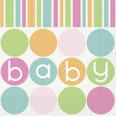 Baby Shower Pastel Lunch Napkins 16 Pack