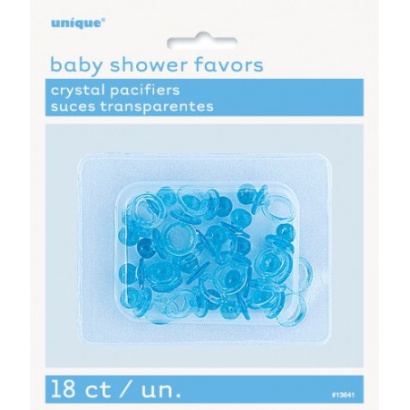 Baby Shower Favours-Crystal Pacifiers 18 Pack -Blue