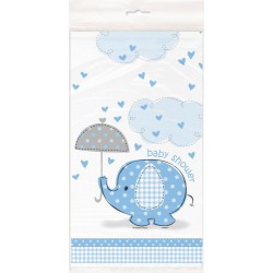 Umbrellaphant Baby Shower Blue Plastic Table cover 