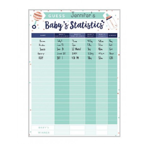 Baby Shower Baby Statistics Game
