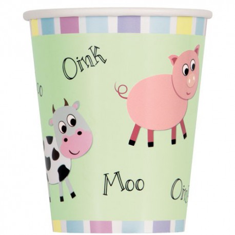 Moo Oink Baa Paper Cups- 8 Pack