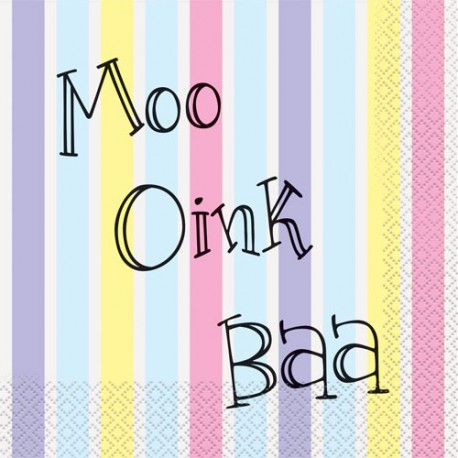 Moo Oink Baa Napkins - 16 Pack