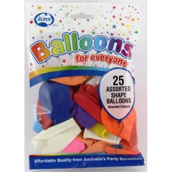 Assorted Shape Balloons- 25 Pack