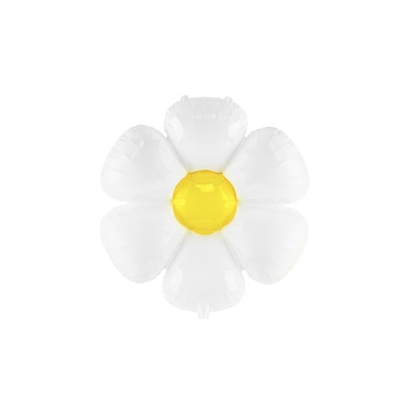 White Daisy with Yellow Foil Balloon
