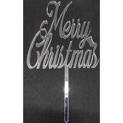 "Merry Christmas" Cake Topper- Silver