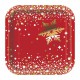 Square Red and Gold Sparkle Christmas small Plates -8 pack