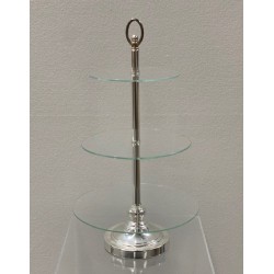 HCS7- 3 Tier Stand- Glass/Silver FOR HIRE 