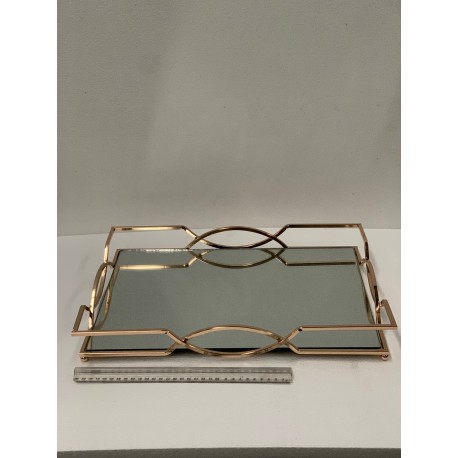 HEQ19-Mirror Tray Large- Rectangle Gold FOR HIRE 