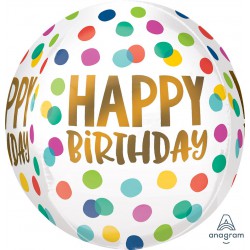 Happy Birthday Dots Orb Foil balloon