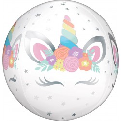 Unicorn Party Clear Orb balloon
