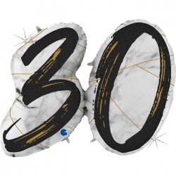 *INFLATED * Marble Mate Foil number Balloon - 30 BLACK
