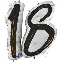*INFLATED * Marble Mate Foil number Balloon - 18 BLACK