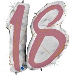 *INFLATED * Marble Mate Foil number Balloon - 18 ROSE GOLD