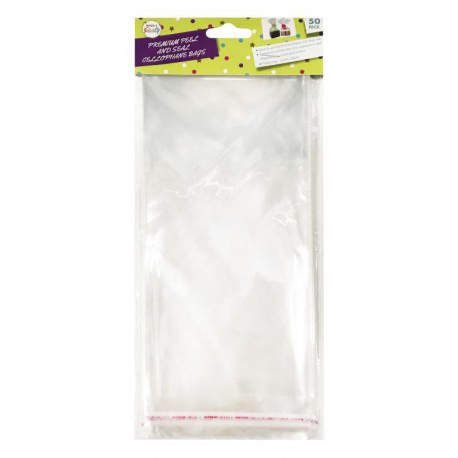 50 Clear Plastic Gift Bags Large -20 x 28cm
