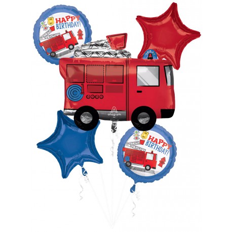 Fire Truck First Responder Birthday 
Foil Balloon Set