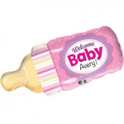 Welcome Baby Bottle Pink Foil Balloon