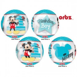 Mickey Mouse 1st Birthday Clear Orb Foil Balloon
