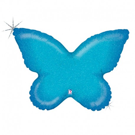 Holographic Blue Butterfly Foil Balloon