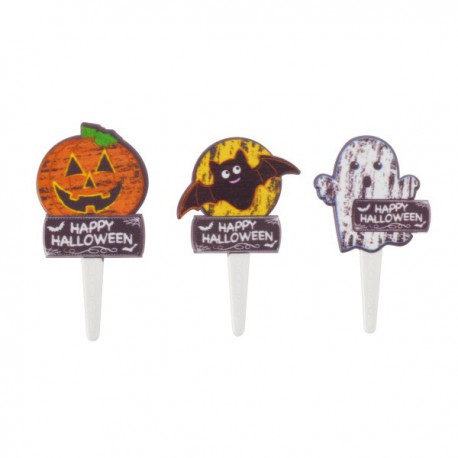 Halloween Chalk-O-lantern Cupcake Picks - 9 pack