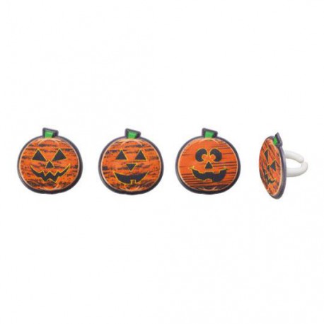 Halloween Chalk-O-Lantern pumpkin cupcake rings - 8 pack