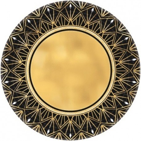 Black and Gold Metallic  18cm Paper Plates- 8pk